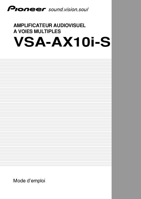 Guide utilisation  PIONEER VSA-AX10I-S  de la marque PIONEER