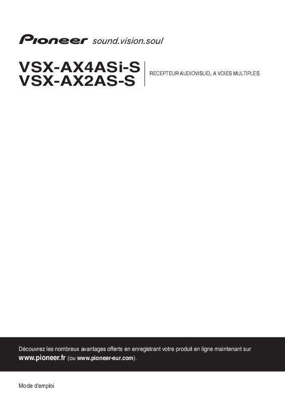 Guide utilisation PIONEER VSX-AX2AS-S  de la marque PIONEER