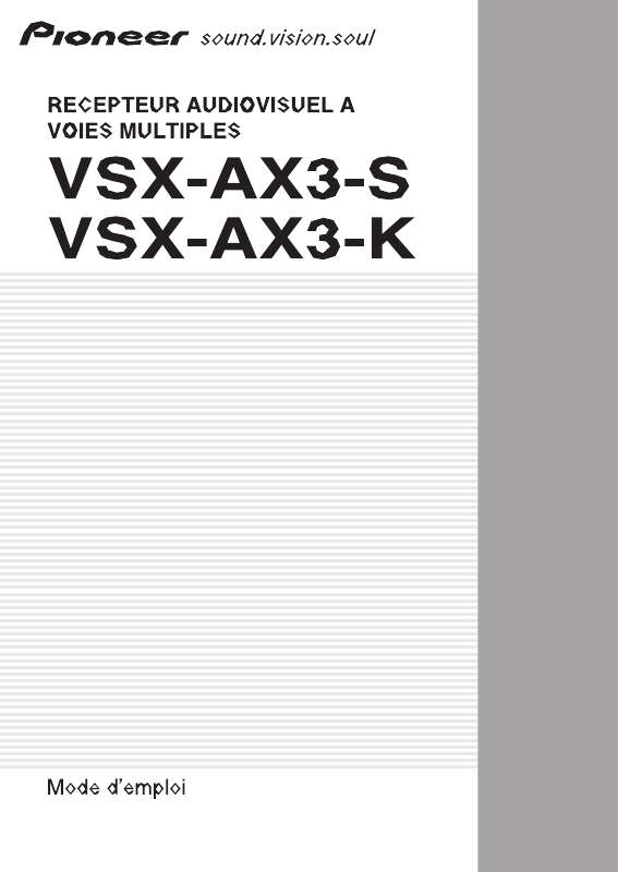 Guide utilisation PIONEER VSX-AX3-K  de la marque PIONEER