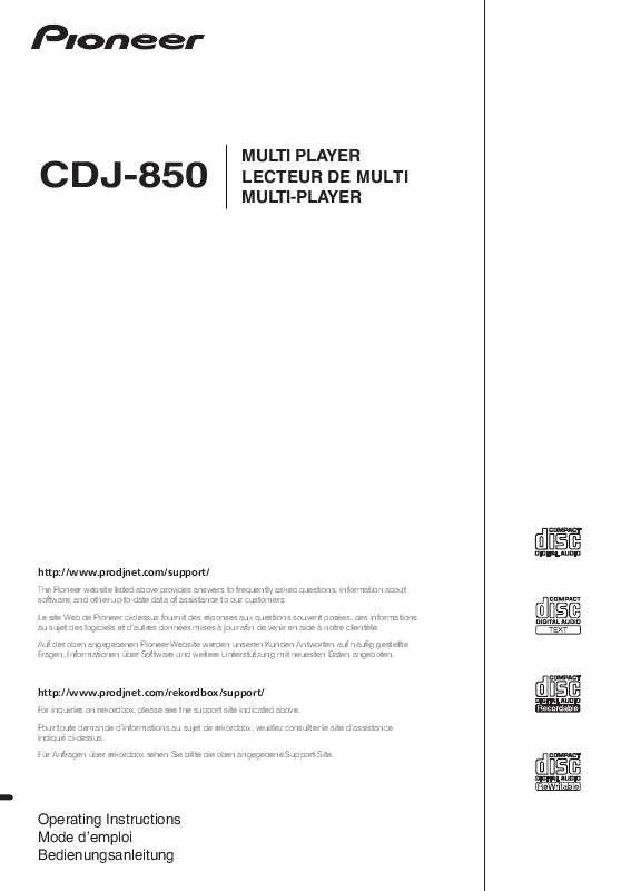 Guide utilisation PIONEER CDJ-850  de la marque PIONEER