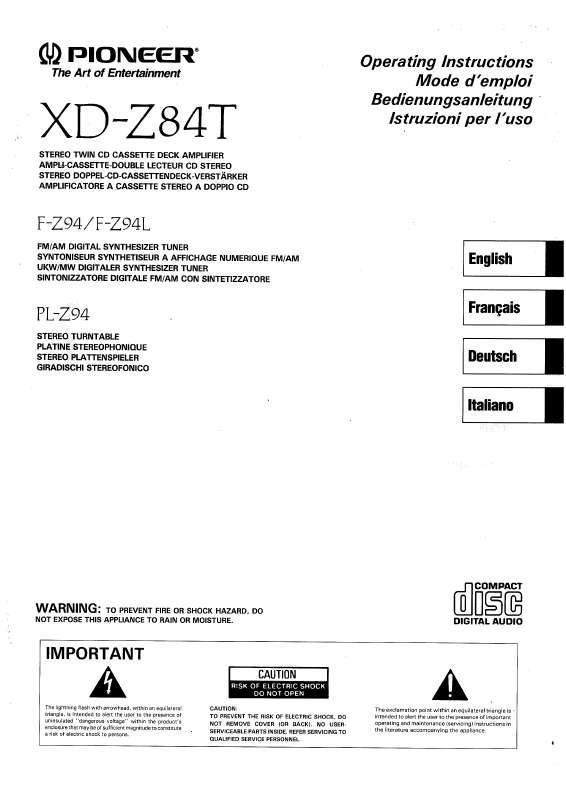 Guide utilisation  PIONEER XD-Z84T  de la marque PIONEER