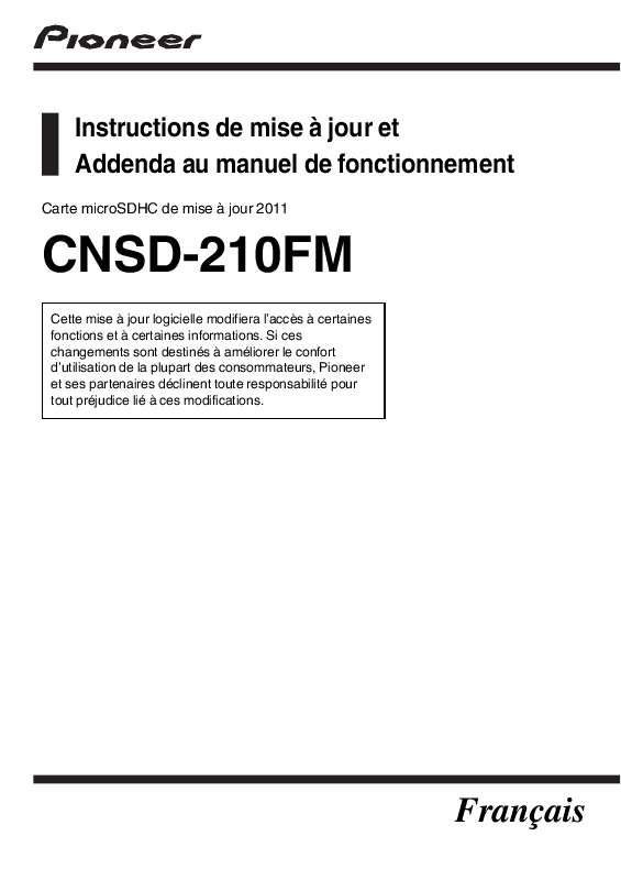 Guide utilisation  PIONEER CNSD-210FM  de la marque PIONEER