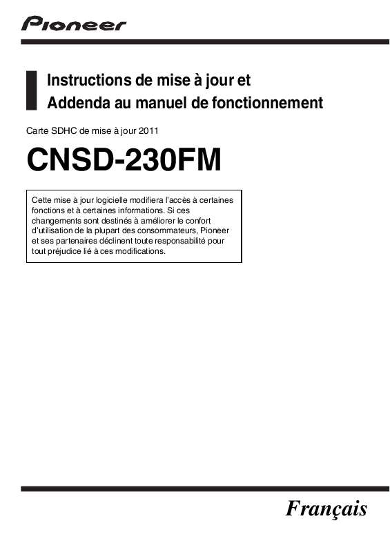 Guide utilisation  PIONEER CNSD-230FM  de la marque PIONEER