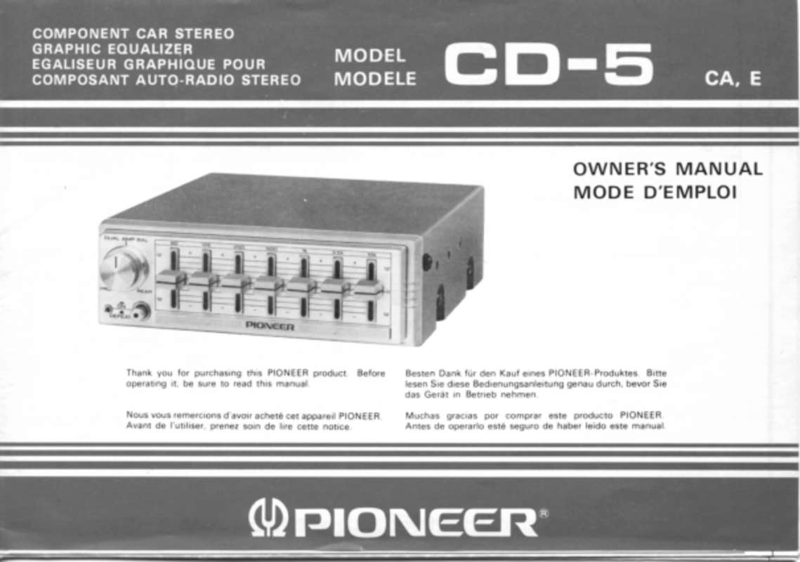 Guide utilisation  PIONEER CD-5  de la marque PIONEER