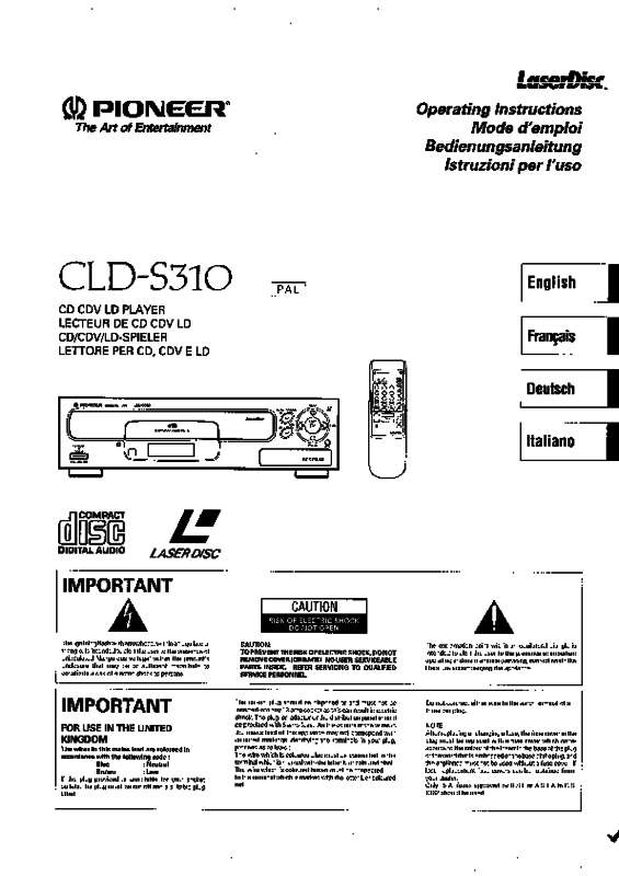 Guide utilisation  PIONEER CLD-S310  de la marque PIONEER
