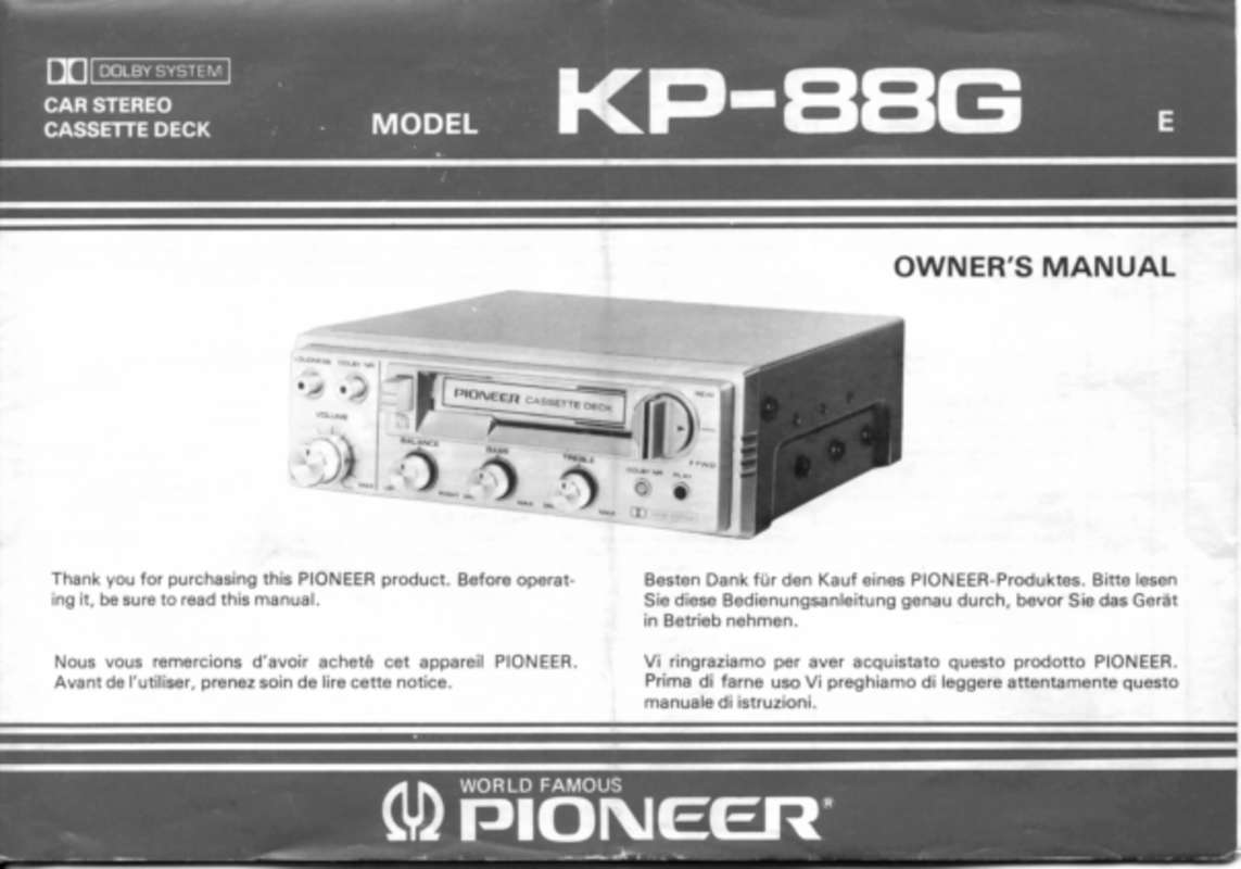Guide utilisation  PIONEER KP-88G  de la marque PIONEER