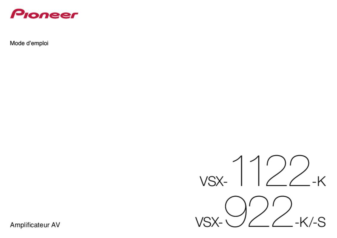 Guide utilisation PIONEER VSX-922-K  de la marque PIONEER