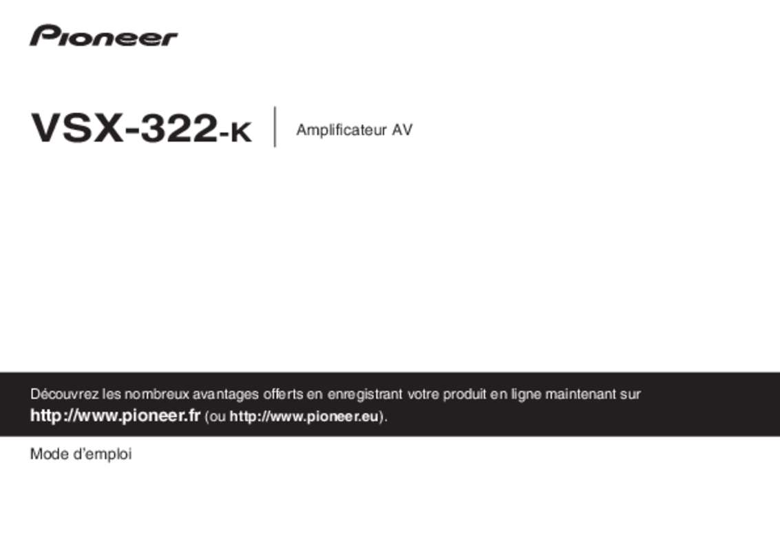 Guide utilisation PIONEER VSX322  de la marque PIONEER