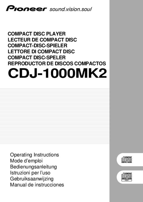 Guide utilisation  PIONEER CDJ-1000MK2  de la marque PIONEER