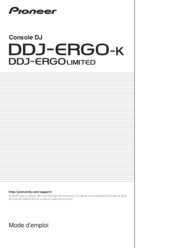Guide utilisation  PIONEER DDJ-ERGO-K  de la marque PIONEER