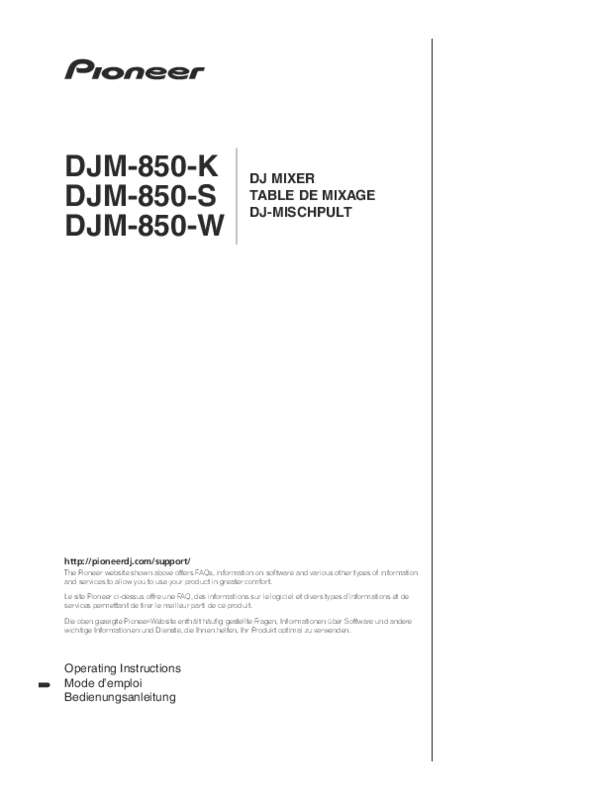 Guide utilisation  PIONEER DJM-850-K  de la marque PIONEER