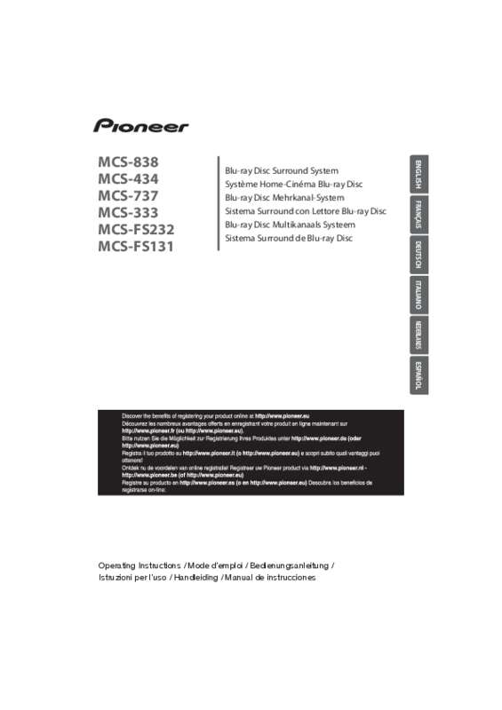 Guide utilisation  PIONEER MCS-FS131  de la marque PIONEER