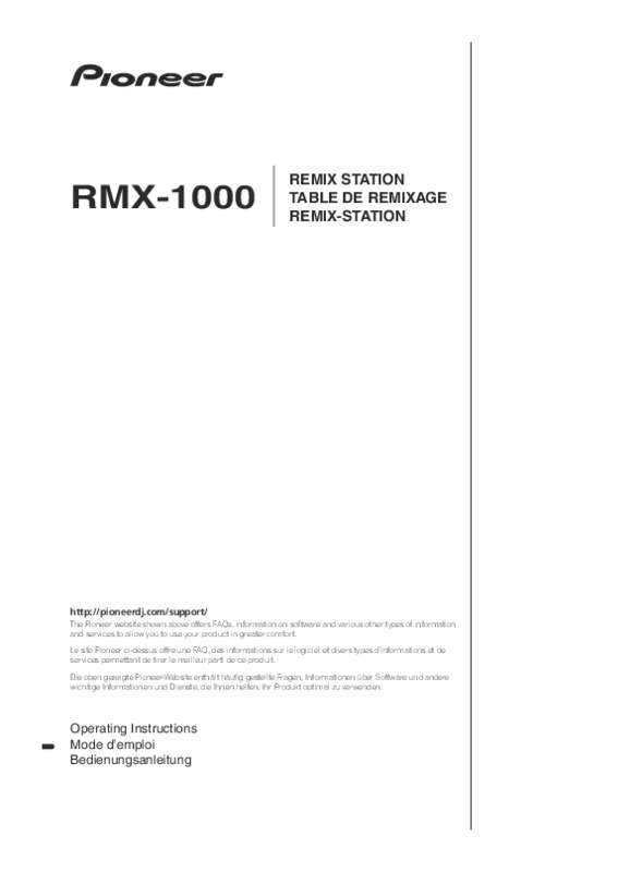 Guide utilisation  PIONEER RMX-1000-M  de la marque PIONEER