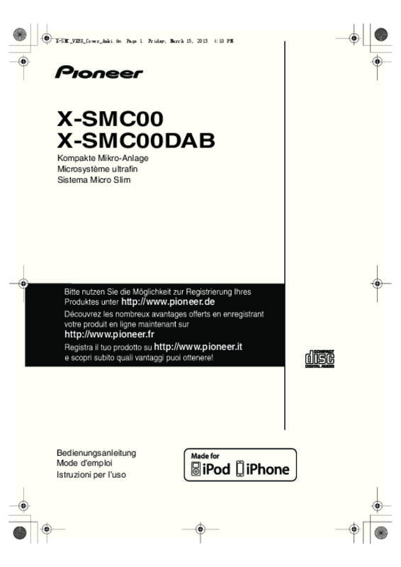 Guide utilisation  PIONEER X-SMC00  de la marque PIONEER