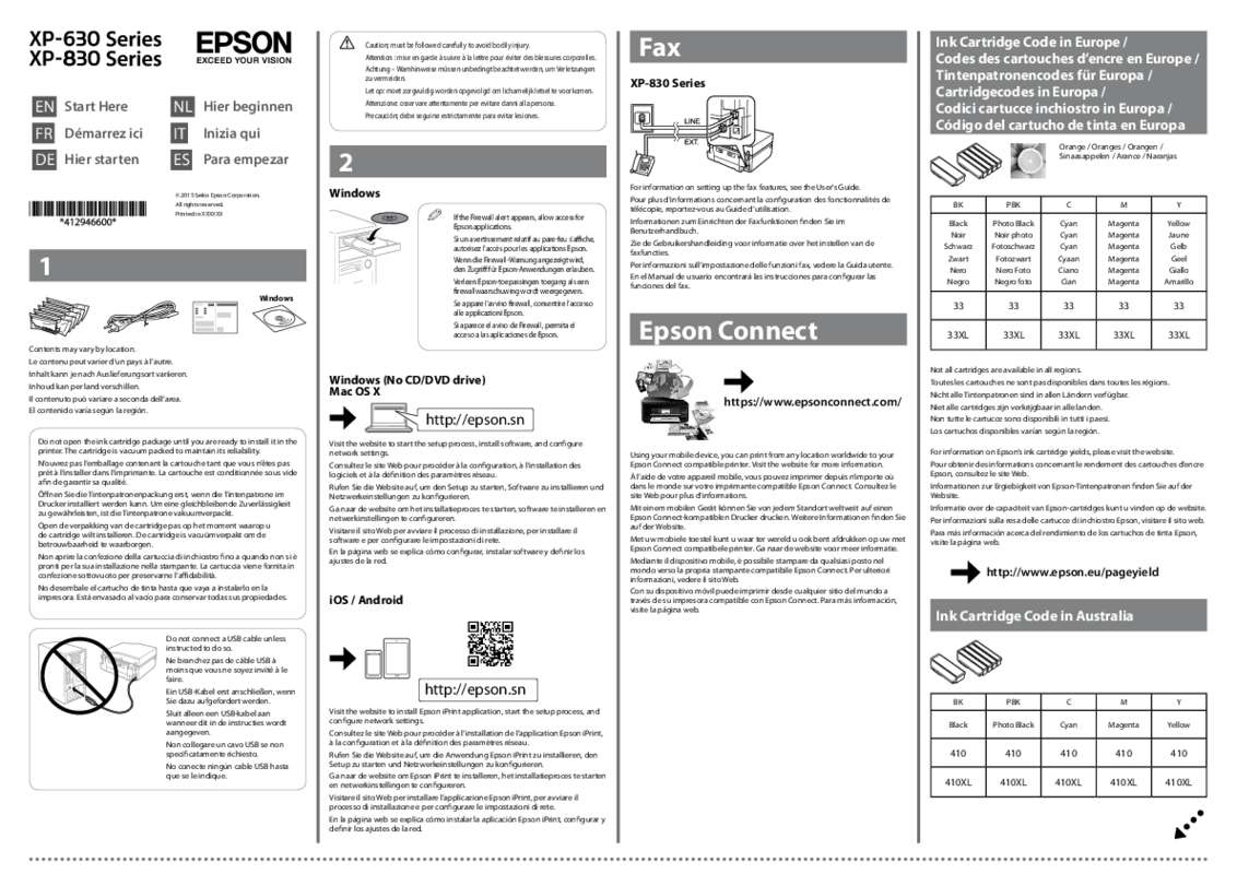 Guide utilisation EPSON EXPRESSION PREMIUM XP-830  de la marque EPSON