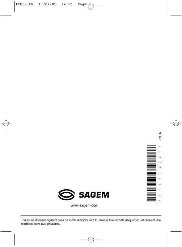 Guide utilisation SAGEM ITD 62 FR  de la marque SAGEM