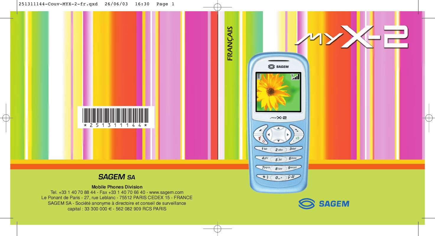 Guide utilisation SAGEM MYX-2  de la marque SAGEM