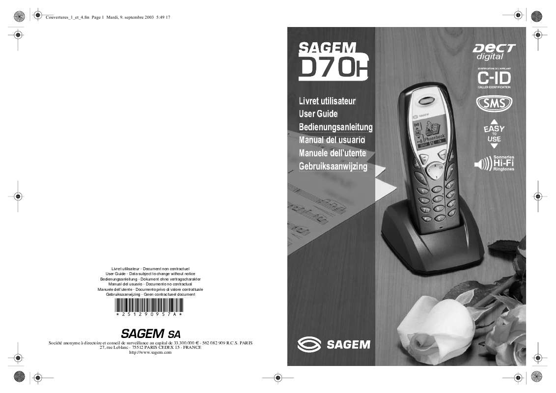 Guide utilisation  SAGEM D70H  de la marque SAGEM