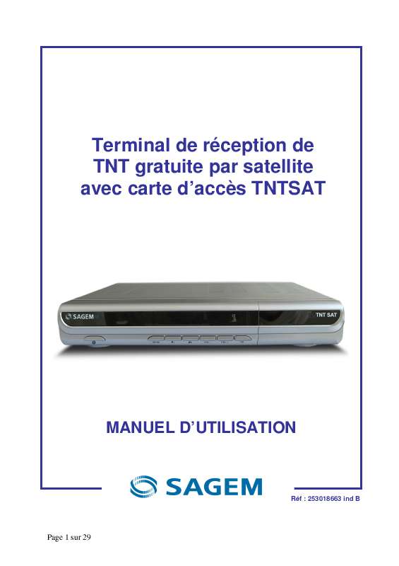 Guide utilisation SAGEM ISD 74 TNT SAT  de la marque SAGEM