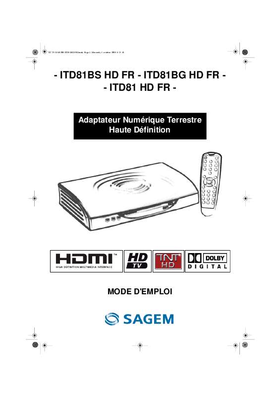 Guide utilisation SAGEM ITD81BG HD FR  de la marque SAGEM