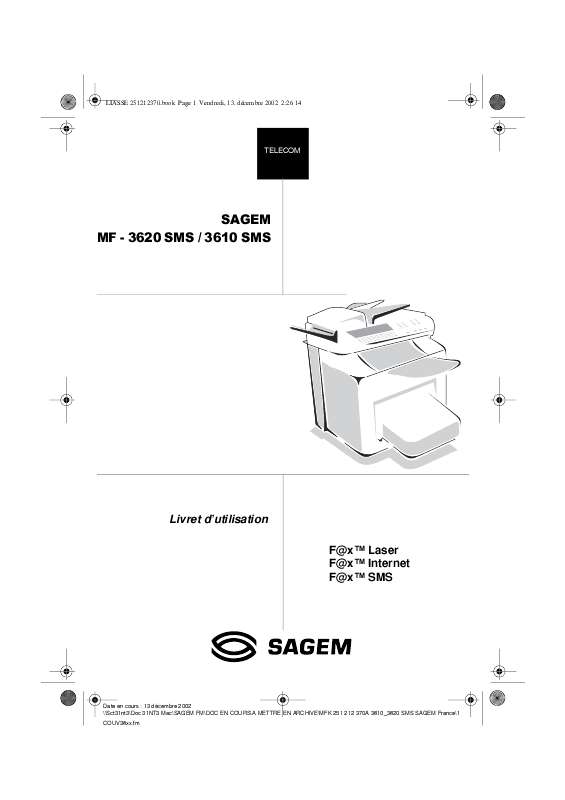 Guide utilisation SAGEM MF 3610 SMS  de la marque SAGEM