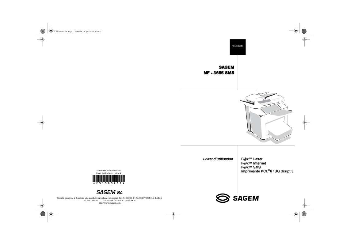 Guide utilisation SAGEM MF 3665 SMS  de la marque SAGEM