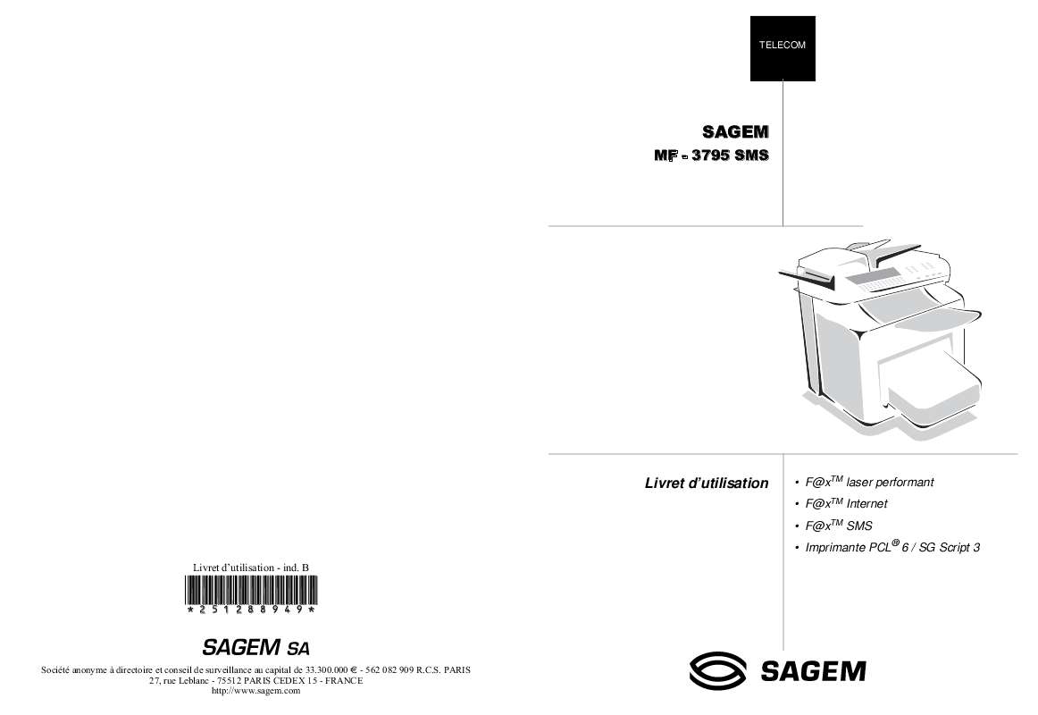 Guide utilisation SAGEM MF 3795 SMS  de la marque SAGEM