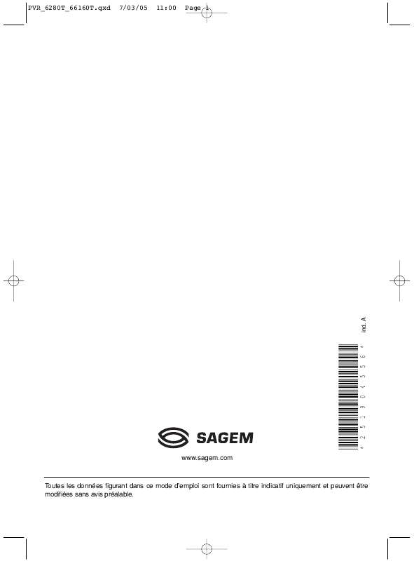 Guide utilisation SAGEM PVR6600T  de la marque SAGEM