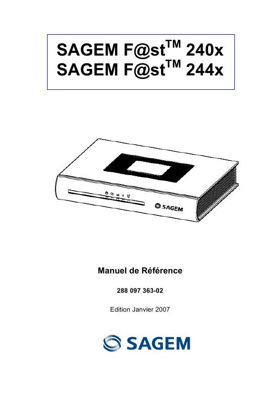 Guide utilisation SAGEM FAST 2400  de la marque SAGEM