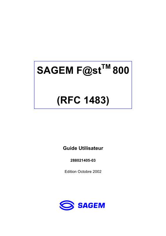 Guide utilisation SAGEM FAST 800  de la marque SAGEM