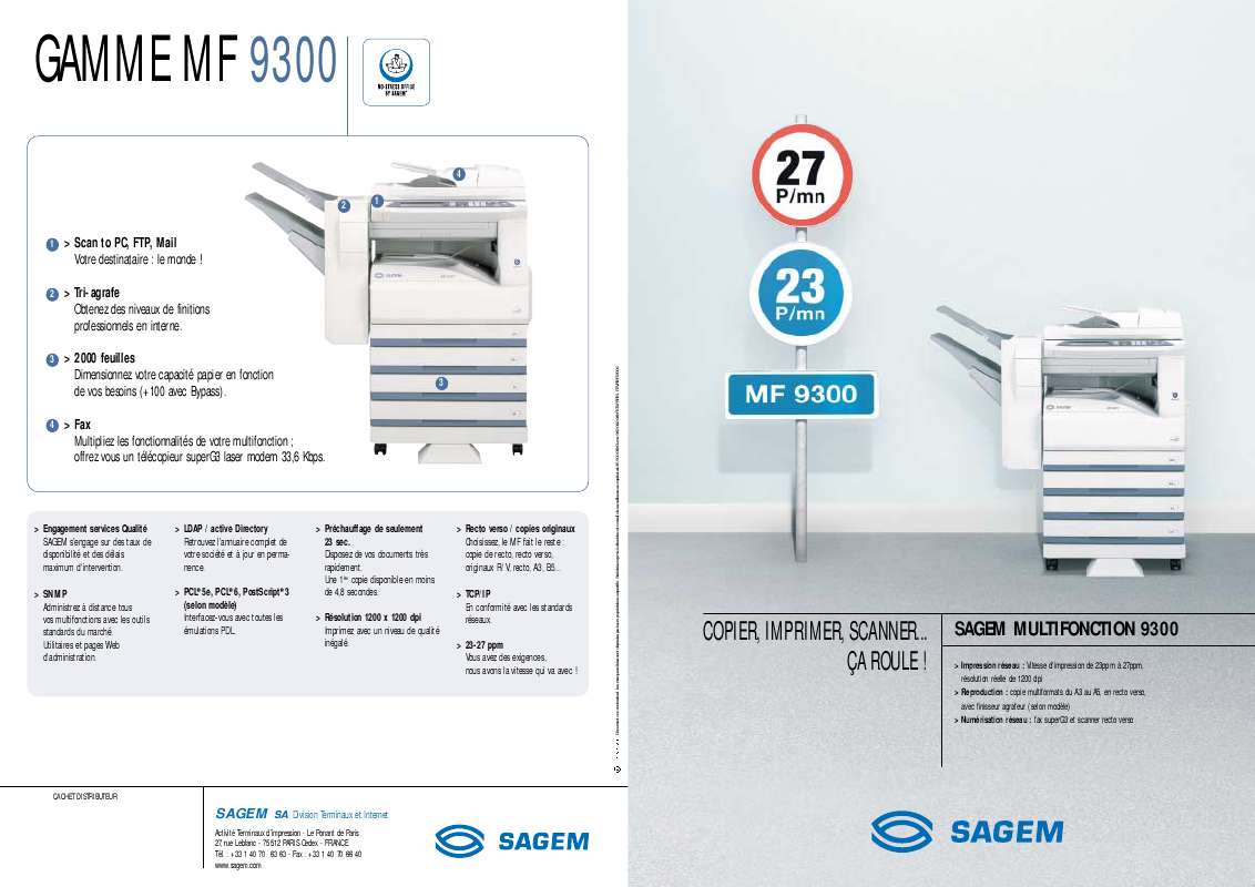 Guide utilisation SAGEM MF 9300  de la marque SAGEM