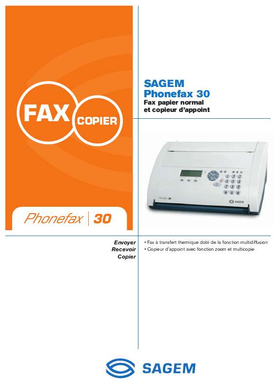 Guide utilisation SAGEM PHONEFAX 30  de la marque SAGEM