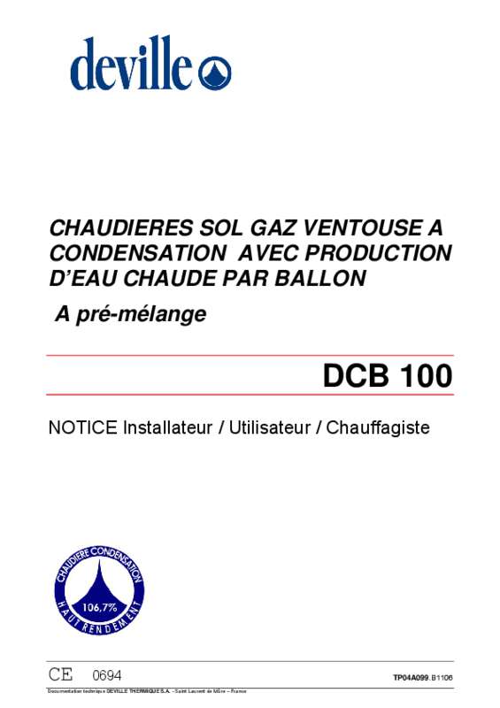 Guide utilisation DEVILLE DCB100 V  de la marque DEVILLE