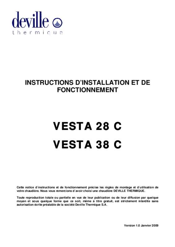 Guide utilisation DEVILLE VESTA CONDENS CF 30 KW  de la marque DEVILLE