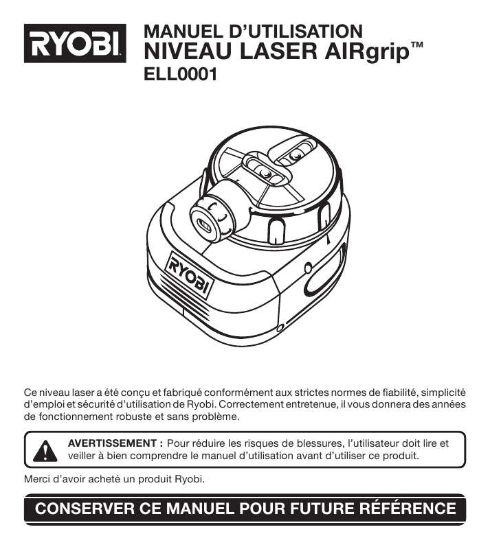 Guide utilisation  RYOBI ELL0001  de la marque RYOBI