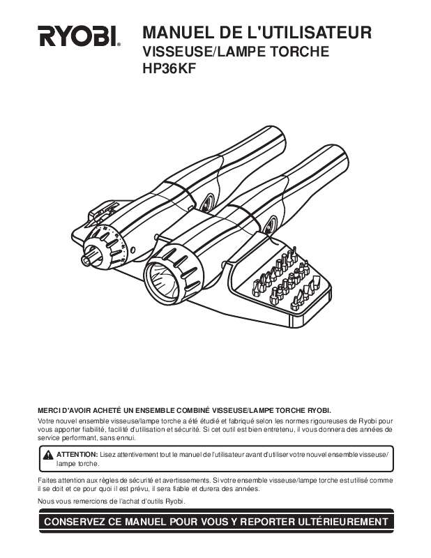 Guide utilisation  RYOBI HP36KF  de la marque RYOBI