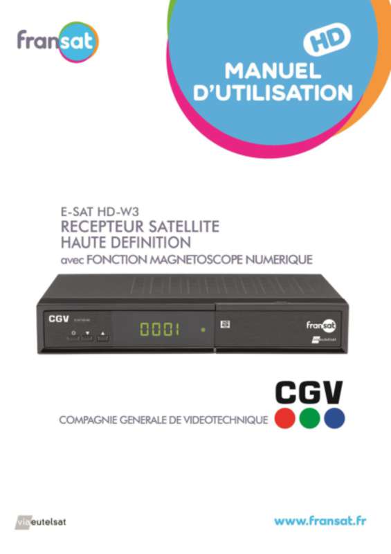 Guide utilisation CGV E-SAT HD-W3  de la marque CGV