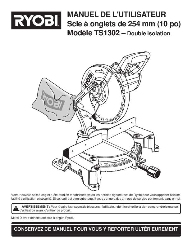 Guide utilisation  RYOBI TS1302  de la marque RYOBI