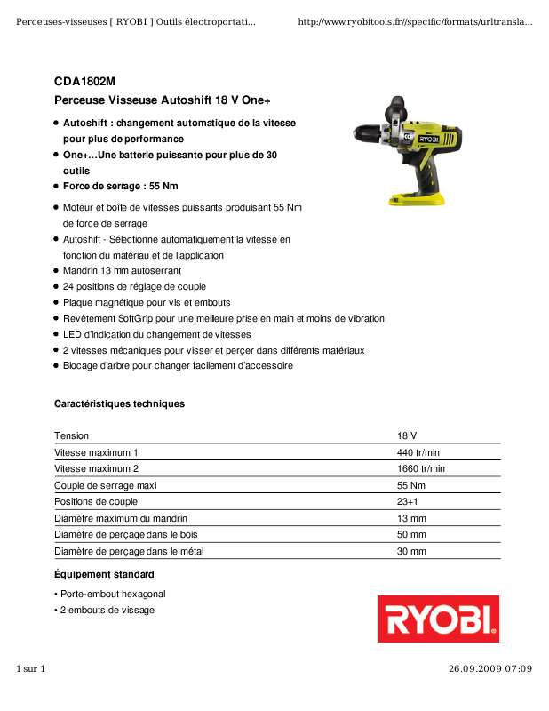 Guide utilisation RYOBI CDA1802M  de la marque RYOBI