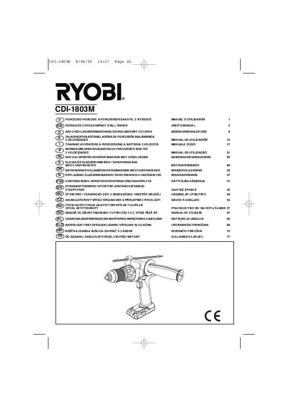 Guide utilisation RYOBI CDI1803M  de la marque RYOBI