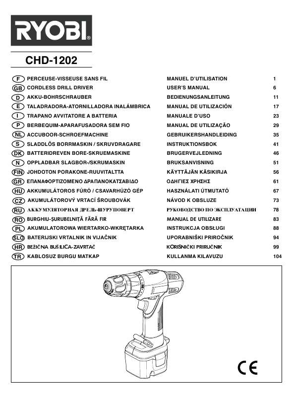 Guide utilisation RYOBI CHD1202  de la marque RYOBI