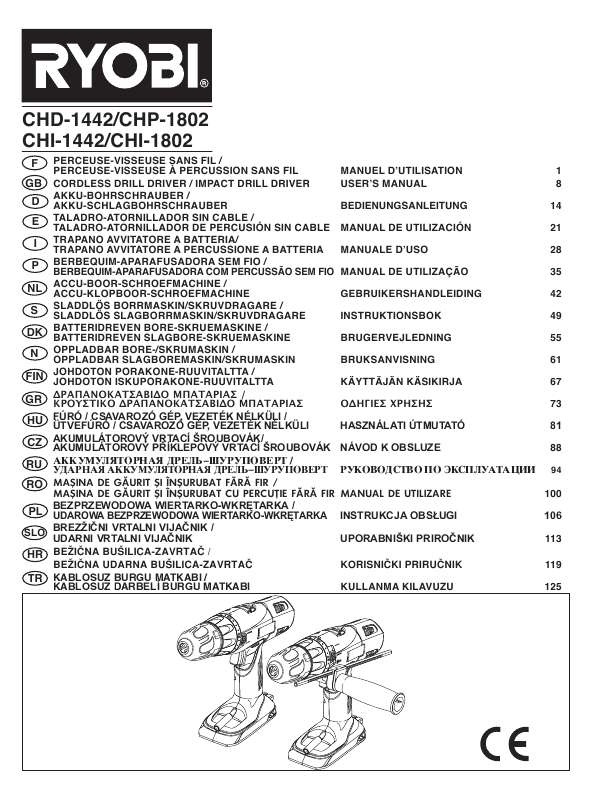Guide utilisation RYOBI CHI1802M  de la marque RYOBI