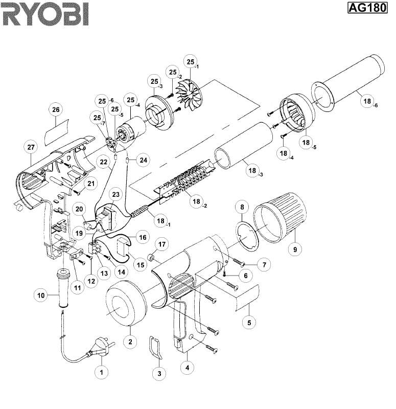 Guide utilisation  RYOBI AG180  de la marque RYOBI
