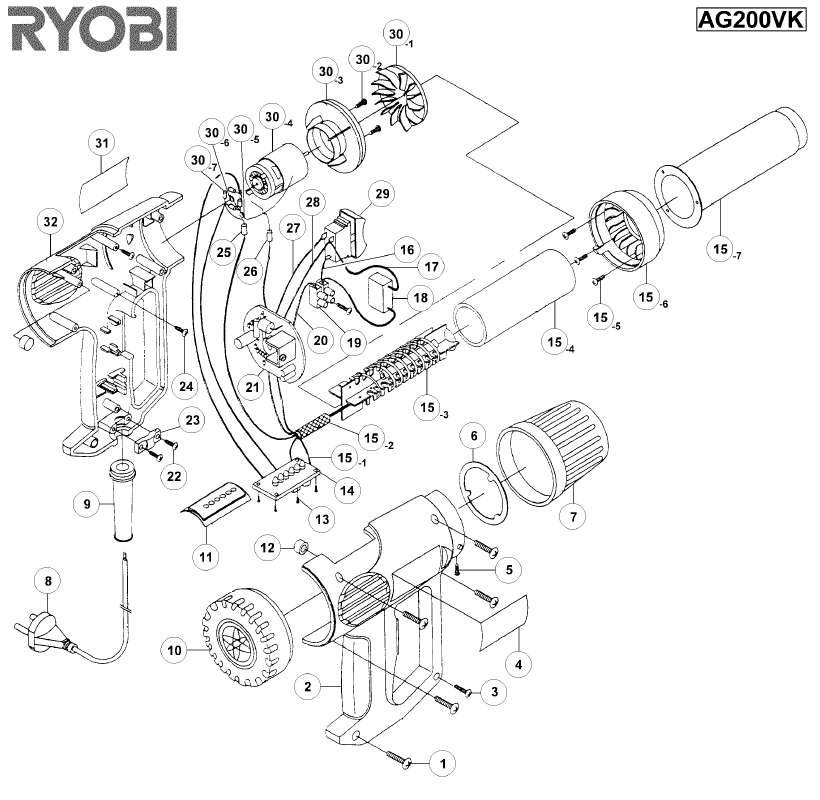 Guide utilisation  RYOBI AG200VK  de la marque RYOBI
