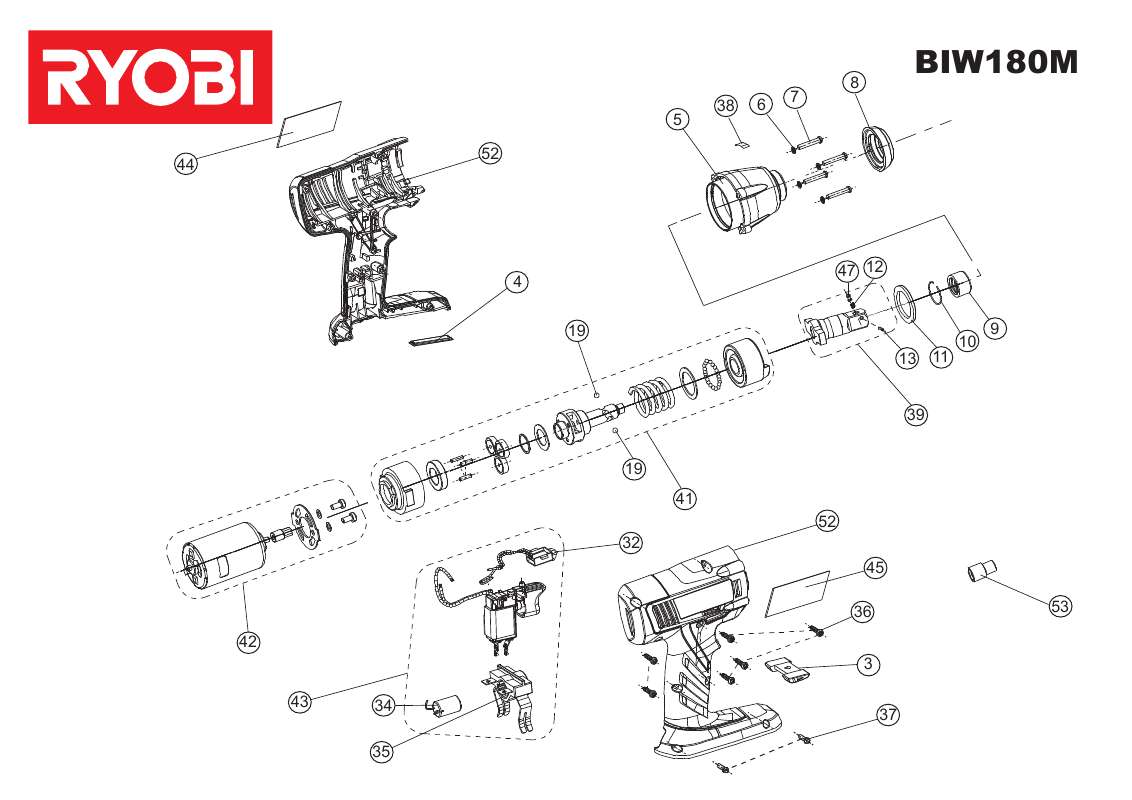 Guide utilisation  RYOBI BIW180M  de la marque RYOBI