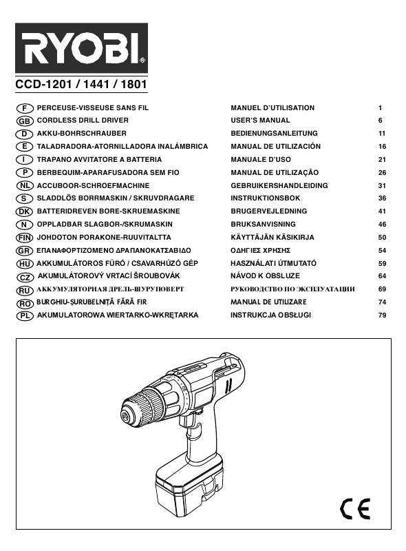 Guide utilisation  RYOBI CCD-1201  de la marque RYOBI