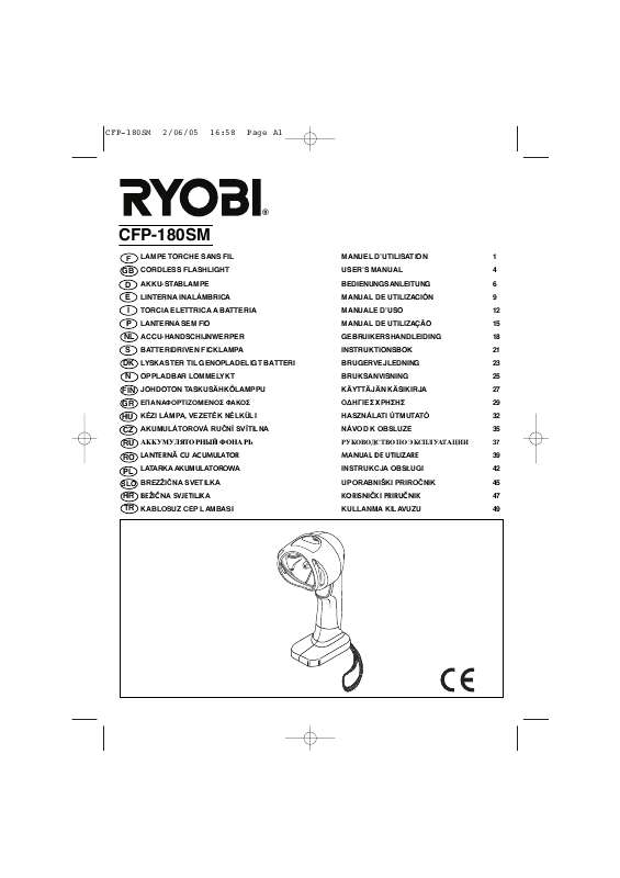 Guide utilisation  RYOBI CFP-180SM  de la marque RYOBI