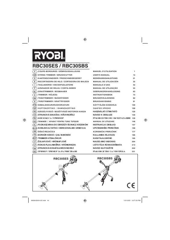 Guide utilisation RYOBI RBC30SES  de la marque RYOBI