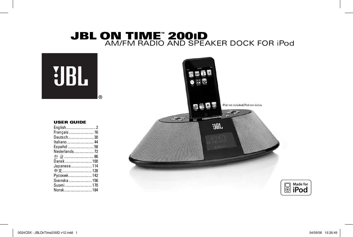 Guide utilisation  JBL OT-200ID  de la marque JBL