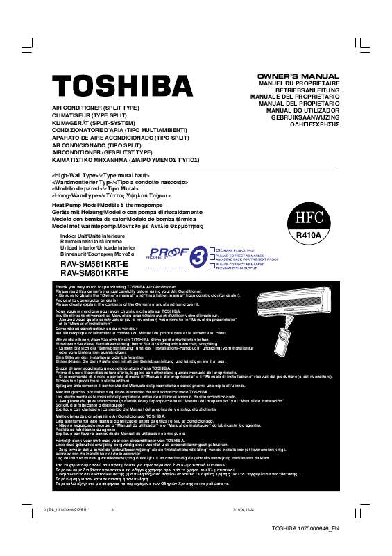 Guide utilisation TOSHIBA RAV-SM801KRT-E  de la marque TOSHIBA